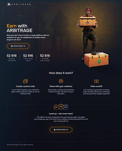 ARBITRAGE - Affiliate Platform UI Concept for Gamers cs2 gamers