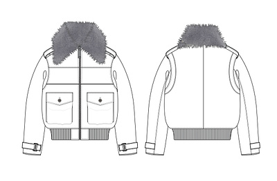 MEN'S LEATHER JACKET FLAT SKETCH (As Per Details Provided) 2d drawing 2d illustration apperal design design drawing graphic design illustration tech pack techpack