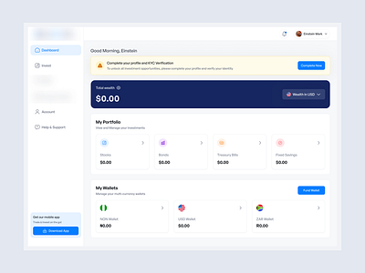 Stocks/Investment Platform Dashboard Design dashboard fintech dashboard investment dashboard landing page stocks stocks dashboard ui design user dashboard web page