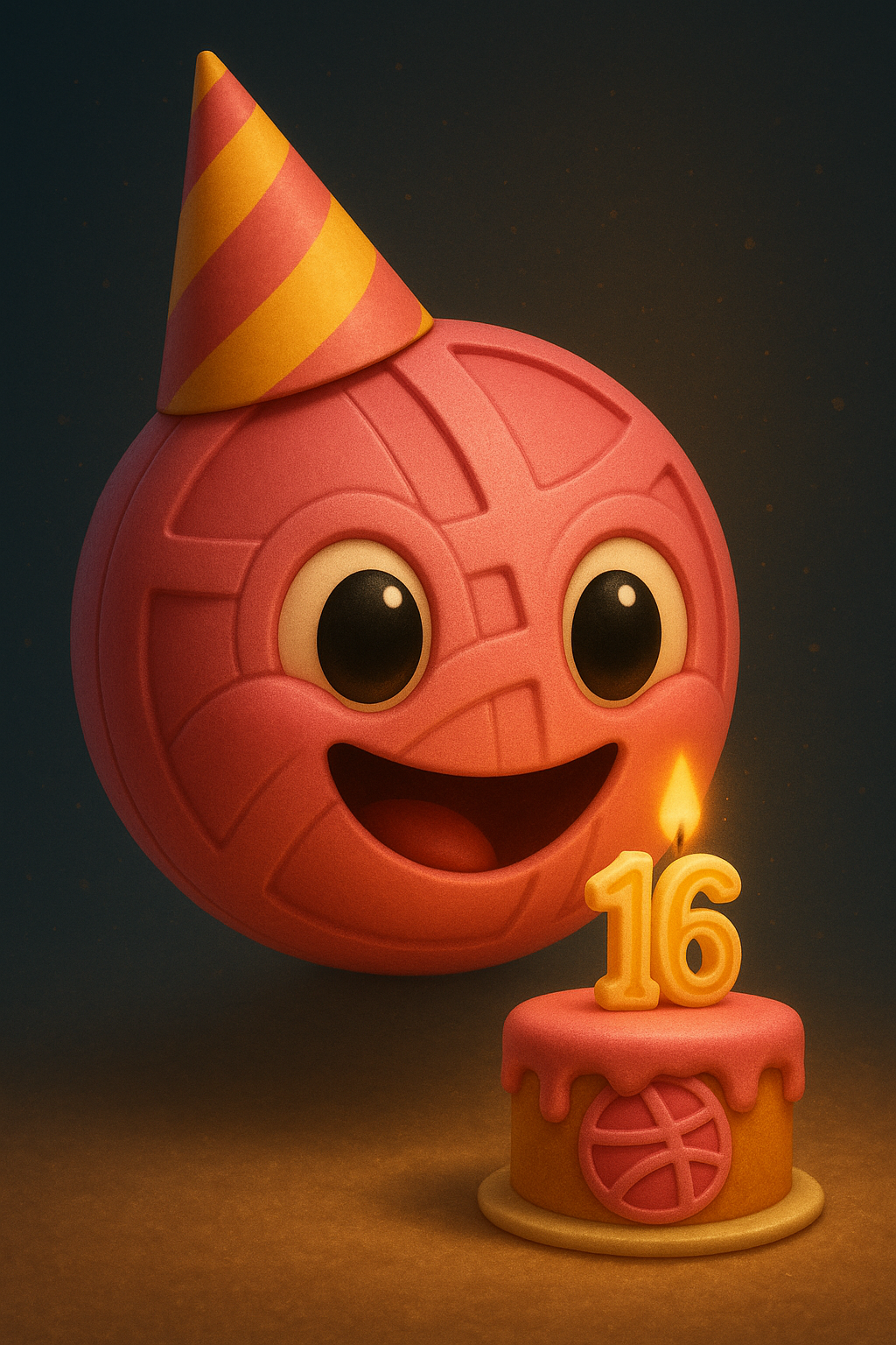 Happy 16th birthday Dribbble 🥳🎂 3d design dribbble logo graphic design happybirthday illustration illustrator photoshop poster design