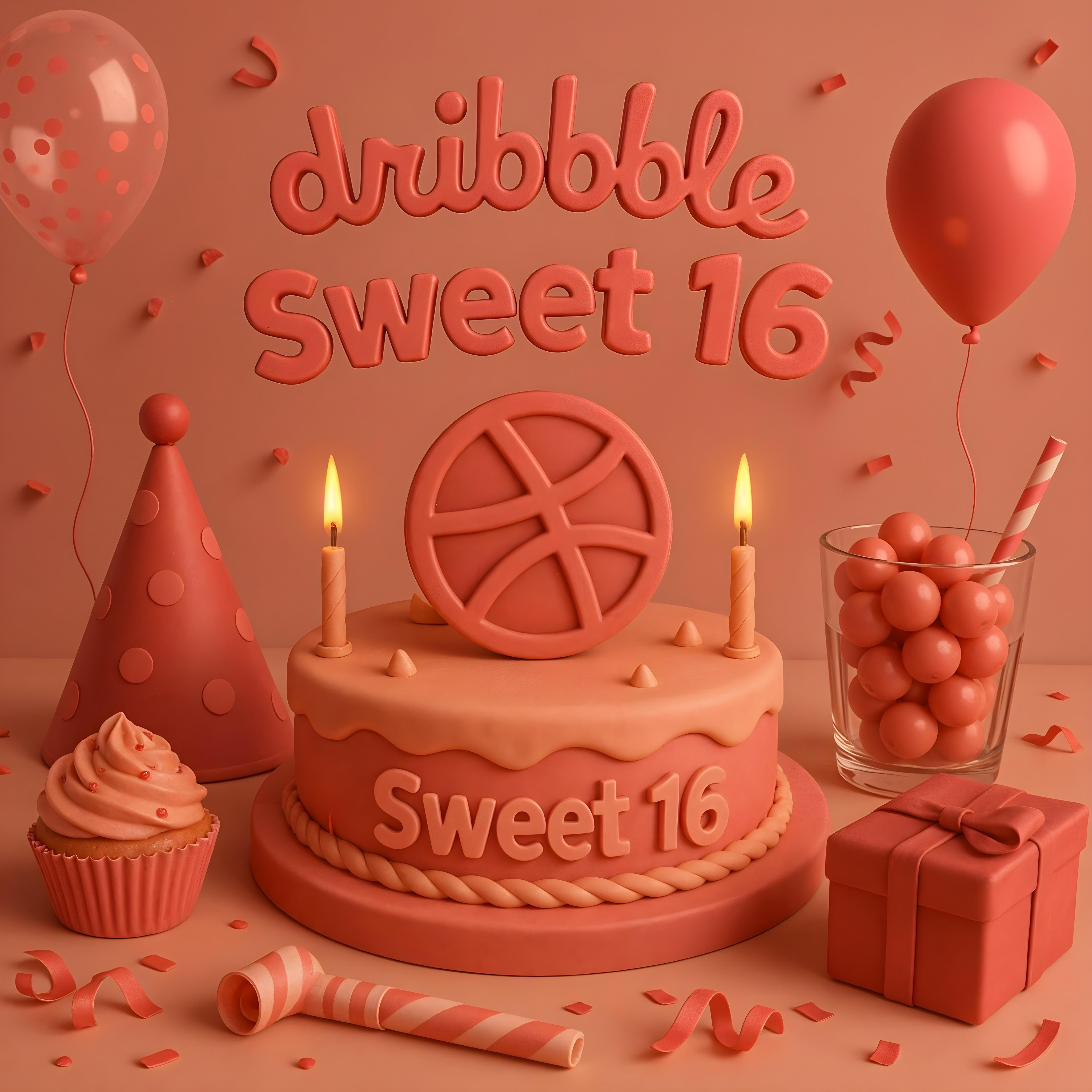SWEET 16, BUT MAKE IT SO SWEET 3d birthday cake confetti dribbble graphic design party sweet 16