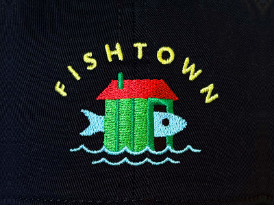 shanty cap art cap embroidery fish fishtown hat house leland michigan north northern passing roof shanty thread through town water