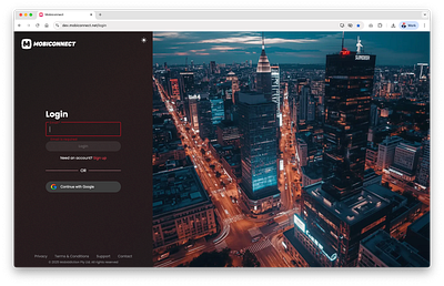 Mobiconnect 2025 – AI powered login admin ai dark mode image creation login saas software ui ux