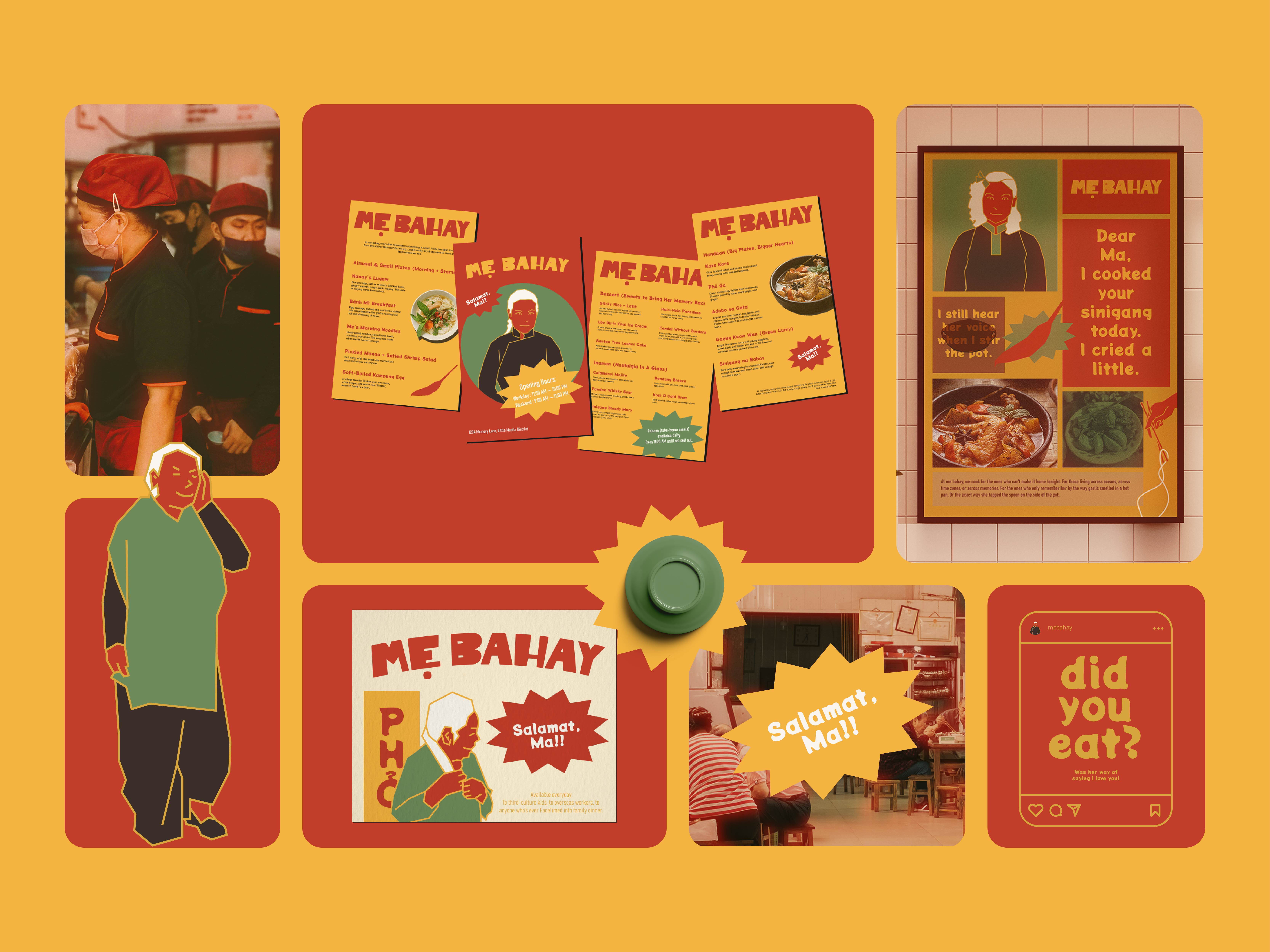 Mẹ Bahay Restaurant Branding, Visual Identity 3d brand identity branding cafe coffee design food logo graphic design identity illustration kopitiam label logo menu design packaging packaging design poster design restaurant restaurant logo restaurant menu