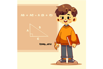 Cartoon Boy Holding a Book and a Pencil background career celebration class education educational event explanation happy knowledge learning lesson profession professional professor professores school teacher teaching tutor