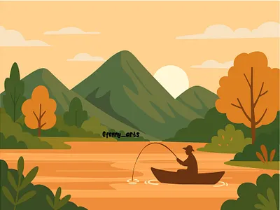 Man Fishing on a Serene River activity camping catch fish fisherman fishing hobbies hot nature picnic recreation river seasons ship summer sun travel vacation water weekend