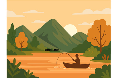 Man Fishing on a Serene River activity camping catch fish fisherman fishing hobbies hot nature picnic recreation river seasons ship summer sun travel vacation water weekend