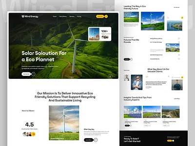 Wind Energy 🌱Powering Landing Page Design eco friendly electricity energy environmental green energy landingpage nature power renewable energy solar electricity solar energy landing page solar energy website sustainable turbine electricity ui ux web design wind system wind turbine windmill