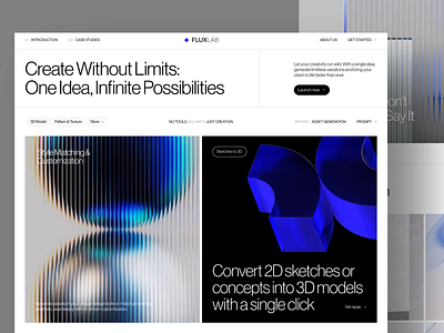 FLUXLAB AI Landing Page - Animation 🔥⚔️ 3d ai animation artificial intelligence branding clean design exploration landing page motion graphics ui ui design ux ux design web web design website website design