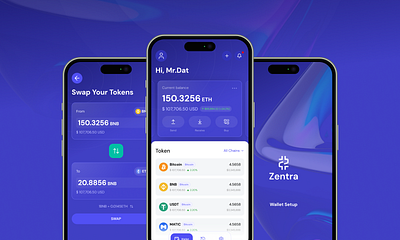 Zentra - Crypto Wallet App UI Kit app blockchain crypto meta mobile uikit wallet