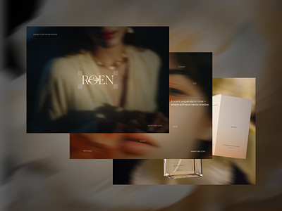 Roen - Perfume Visual Identity brand brand identity brand visual branding editorial editorial branding elegance fragrance fragrance brand frags graphic design logo logo mark luxury luxury brand minimalist minimalist branding perfume perfume brand visual identity