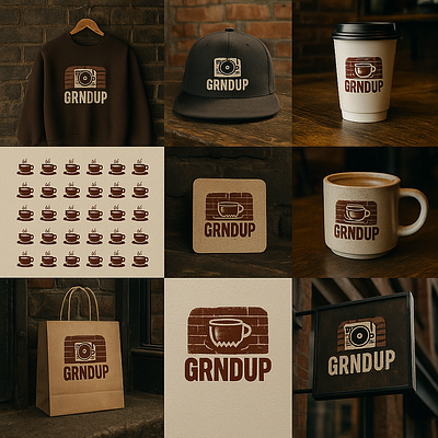 🎧☕ Brand Identity Drop: GRNDUP logo design branding cofeeshopbranding custom logo design design portfolio designer freelancer design graphic design logo logo design logo designer urban branding