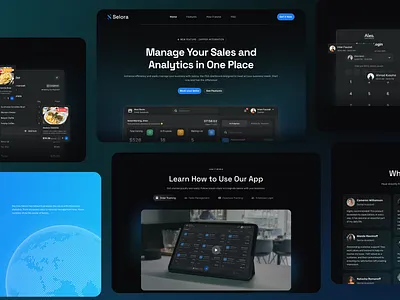Selora – POS Landing Page app clean design employee login features how it works landing page manage orders minimal point of sales pos saas statistics testimonials ui ux website