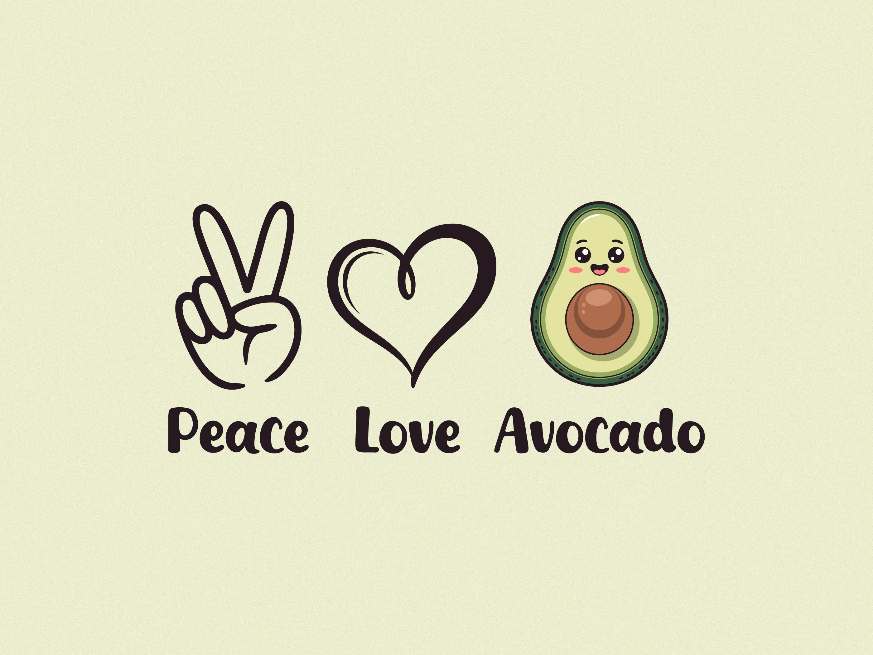 Peace Love Avocado Graphic Design avocado design food graphic design illustration shirt design t shirt t shirt design typography