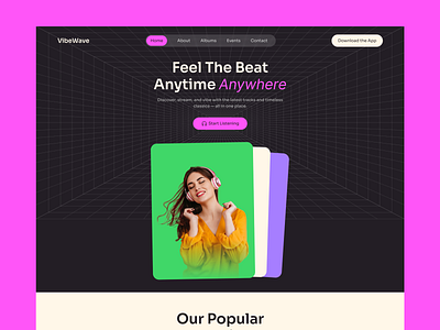 Music Streaming Landing Page album apple music landing page music music player music streaming music website play popular design trending design ui ux web design webdesign
