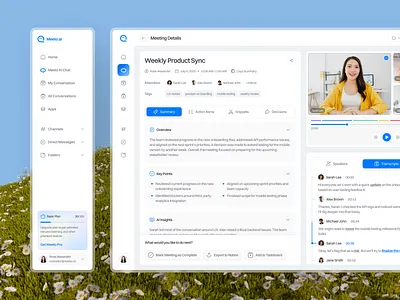 Meeto.ai - AI Meeting Assistant Dashboard ai ai powered analitics branding convertation app dashboard design glass glassmorph illustration meeting meeting app product app ui ui design visual ui ux uiux ux design web app web design