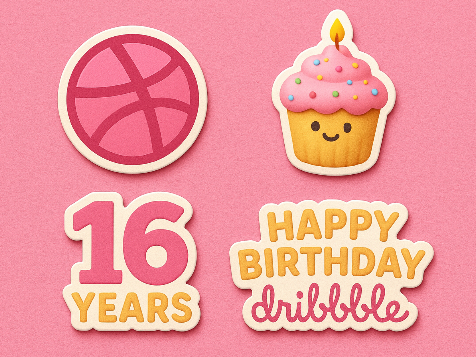Example of Celebrating Dribbble's Sweet 16! 🎉