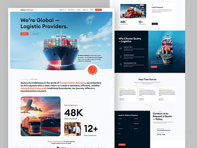 Logistics Website Design Concept | Shipping Service clean business ui corporate website design figma web ui freight ui global transport design logistics agency website logistics website maritime transport ui modern web design professional landing page responsive web layout shipping company website supply chain ui transport web design ux for logistics