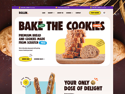 Rollin - Website Design for Bakery Brand baked goods bakery bakery website animation cake cake shop cookies design service ecommerce homepage landing page landing page website pastry startup ui design web design website website design website designer website landing page website motion