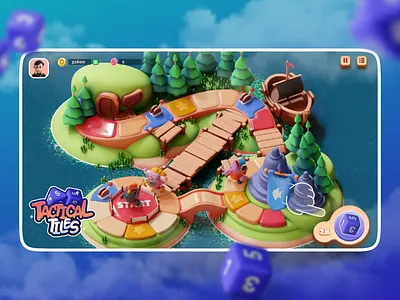 Tactical Tiles 🎲 - A Strategic Twist on the Classic Board Game 3d 3d game design 3d illustration blender branding game concept illustration orenji orenji studio ui uiux