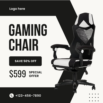 Gaming Chair Promo – Social Media Ad Design branding canva design facebook gaming graphic graphic design instagram