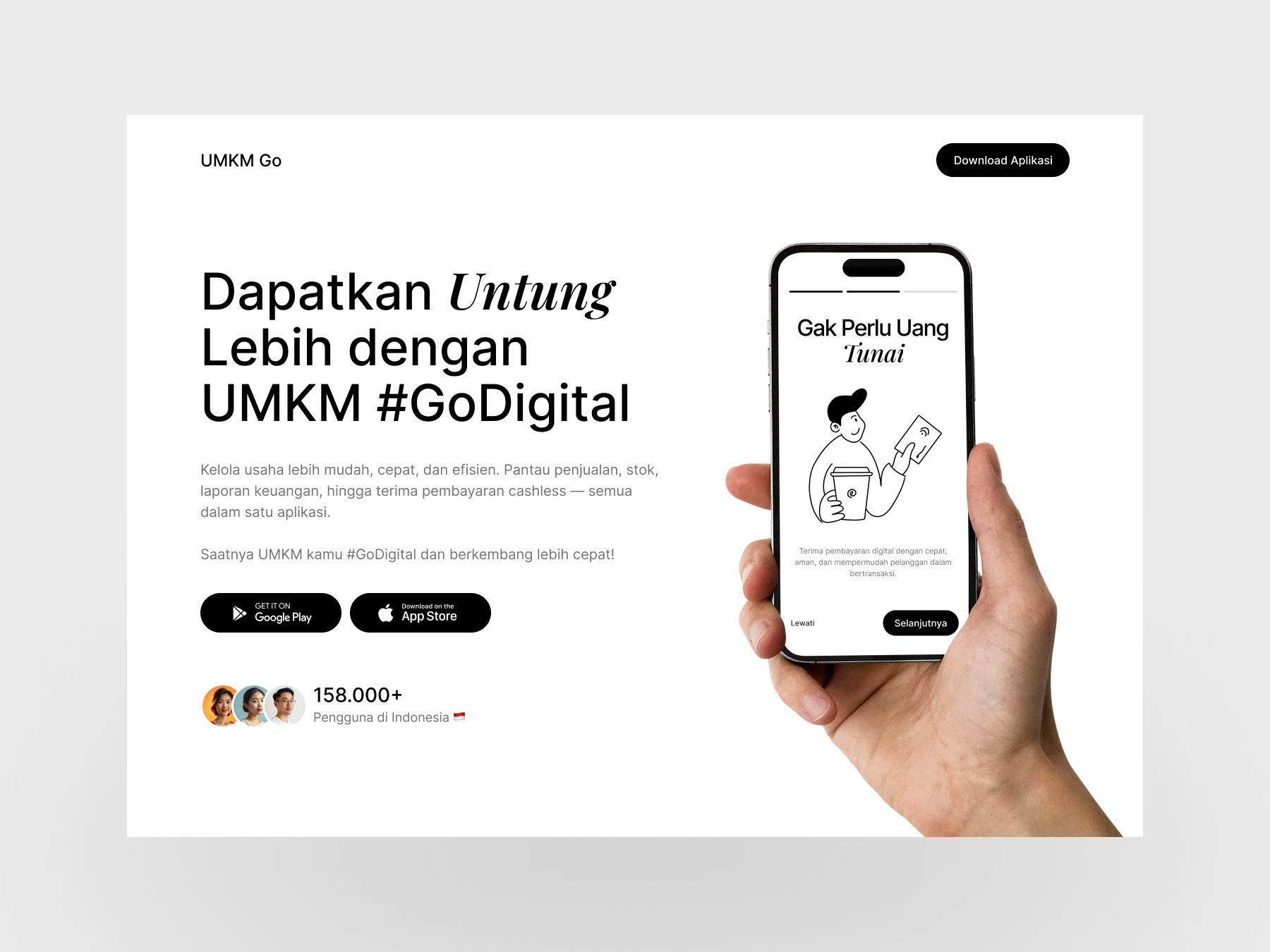 UMKM Go - Landing Page Hero Section clean design hero section illustration landing landing page minimal ui mobile application onboarding ui design uiux umkm website