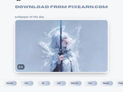 Wallpaper of the day app design graphic design image pixearn profile design typography ui wallpaper wallpaper of the day warrior girl