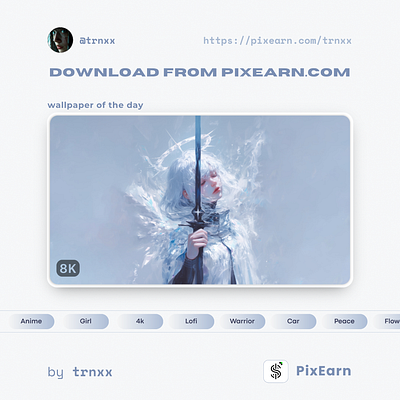 Wallpaper of the day app design graphic design image pixearn profile design typography ui wallpaper wallpaper of the day warrior girl