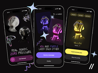 Social Media Mobile iOS App Design anonymous app app design app design concept app design template dark theme dashboard dashboard design design match mobile mobile app mobile app design mobile ui online social media social media app ui ux