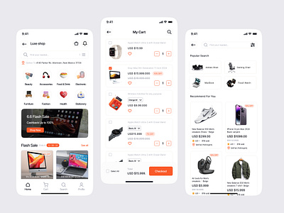 eCommerce Mobile App UI Design – Luxe Shop appdesign cleanui ecommerce ecommerceapp ecommerceui iosappdesign mobileapp mobileui onlineshopping productpage shoppingapp shoppingexperience uidesign uxdesign