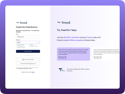 Accessible Signup Form for SaaS Platform - Freed accessiblity design freed healthcare minimal product design saas uiux