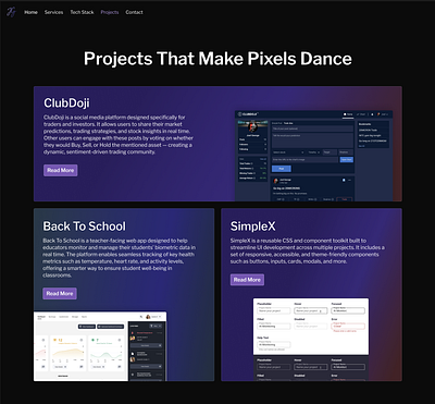 Portfolio - Projects cardlayout darktheme developerportfolio gradientui portfoliodesign projectsection responsivedesign uiux webdesign
