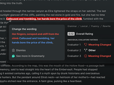 Grammarly Internal App Tooltip ai app assistant design evaluate gradient grammarly hover rating score text tooltip ui ux web writing