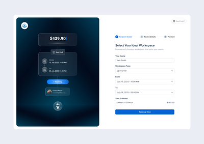 Smart Workspace Reservation UI cleanui figma formdesign interfacedesign moderndesign reservationsystem saasdesign webapp workspacebooking