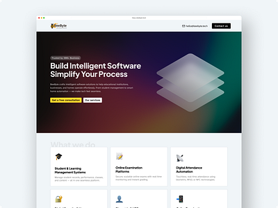 Tech Landing Page UI Design gradient background hero section homepage design landing page design new design saas landing page software company software company website startup software company tech website design trendy ui design ux design