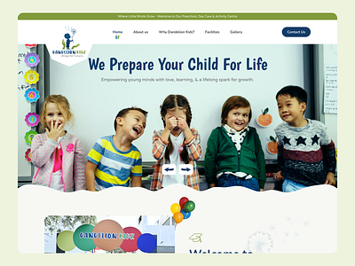 Dandelion Kidz Website animation creative design dribbble education hero illustration kids kids school learning play house school student study typography ui ux web web design website