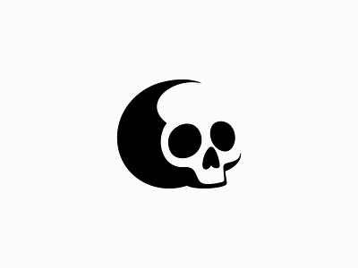 Minimalist Skull Logo branding dark design emblem fashion gaming head horror icon identity illustration logo mark minimalist negative space skull symbol vector