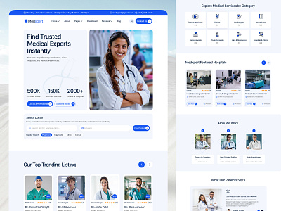 Medical & Doctors Directory Website Landing Page book online clinics dentist doctor doctor reviews healthcare healthcare directory homepage landing page medical medical directory medical landing page treatment uiux web web design website website design