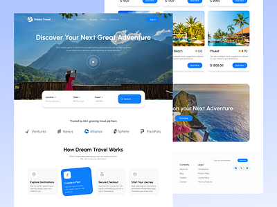 Travel Landing Page Design adventure best website design booking clean destination explore graphic design holiday landing page tourism travel travel agency travel landing page travel web travel website travelling ui web design web ui website