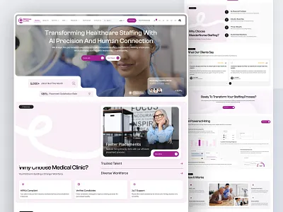 Revolutionizing Hospital Staffing & Management bento cards bento style clean client review faq footer graphic design health website hero section human nursing landing page light mode medical website minimaldesign services why choose us