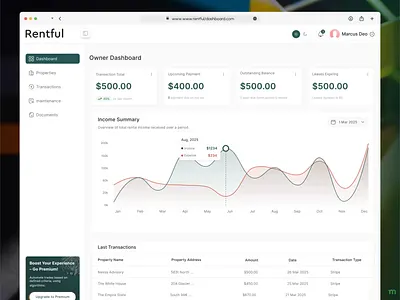 Modern CRM Dashboard UI for a SaaS Property Management Platform clean dashboard ui crm dashboard design income tracking dashboard landlord landlord tenant portal modern dashboard property analytics dashboard property management property rental dashboard real state rent collection platform saas saas platfrom saas web app ui tenant ui ui ux uiux ux ui web application
