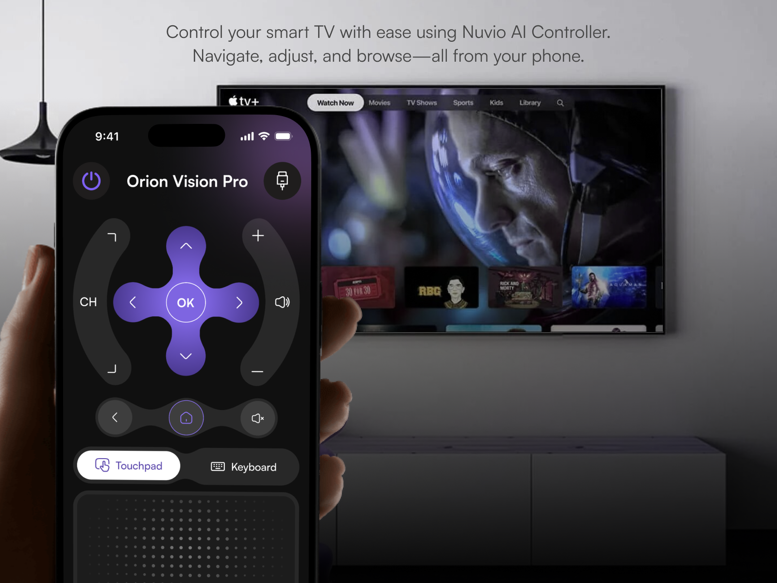 🔮 Nuvio – Your Smart AI TV Companion ai app app design branding dark mode design enjoy graphic design mobile app mobile app design movie pro smart ui uidesign uiux ux web