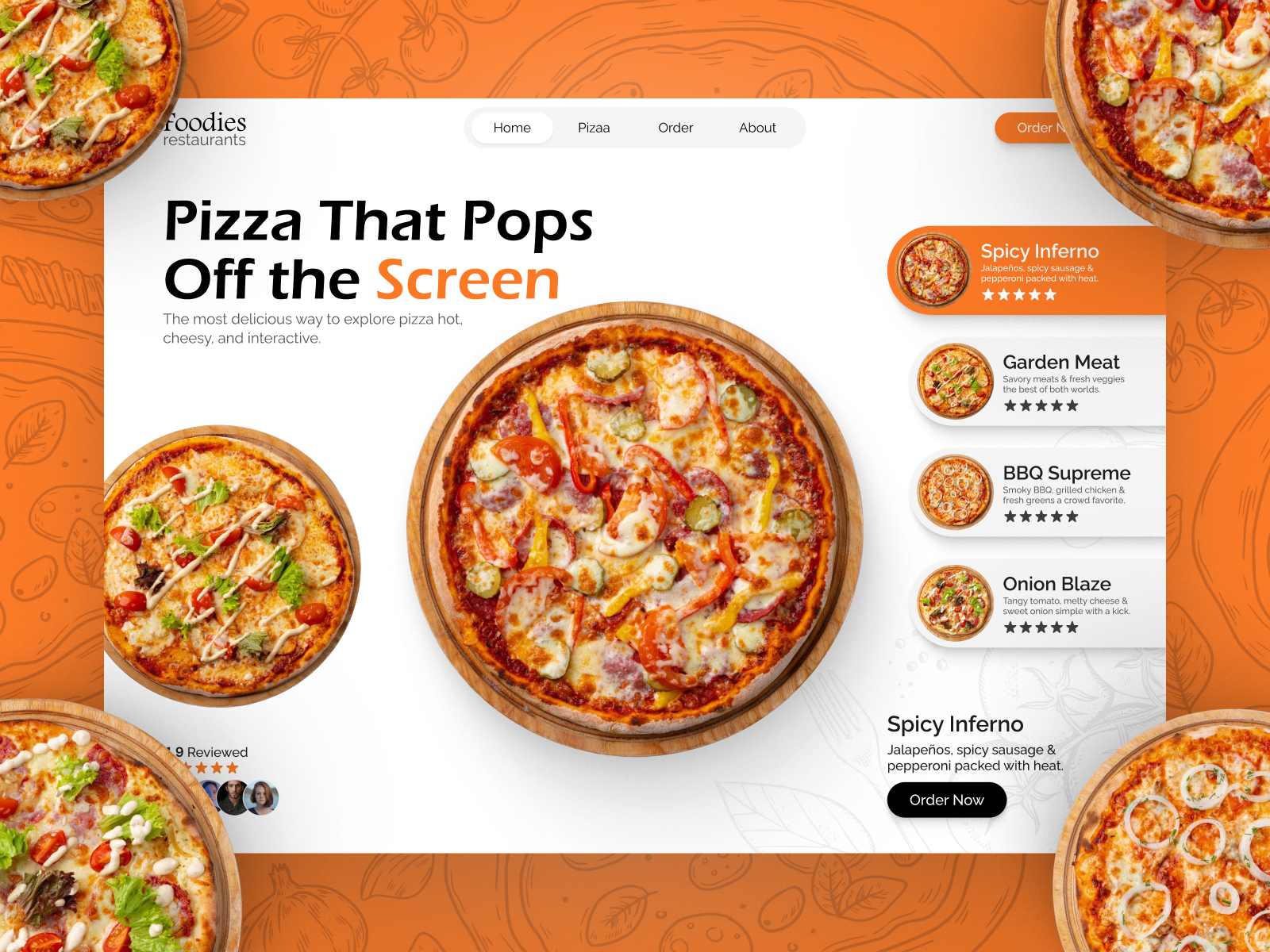 Foodies Restaurants 🍕 designshowcase digitaldining dribbbledesign foodiesrestaurants onlineordering uiuxdesign webdesign