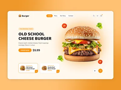 Burger Website UI Design animation design graphic design hero design hero header ui ui design web design website ui design