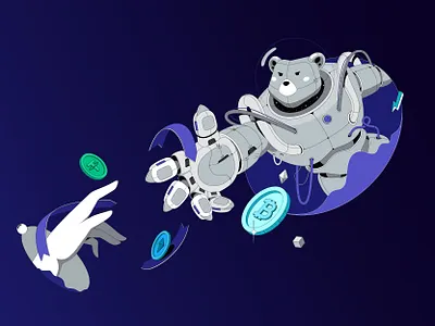 Cripz Hero Block bear bitcoin blockchain crypto cyber isometric matrix wallet