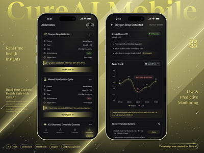 Futuristic Healthcare Dashboard with AI-Powered Anomalies ai ai healthcare ai powered ai powered insights analytics application artificial intelligence branding crypto dark theme dashboard fintech futuristic futuristic theme insights medical app minimal mobile app ui