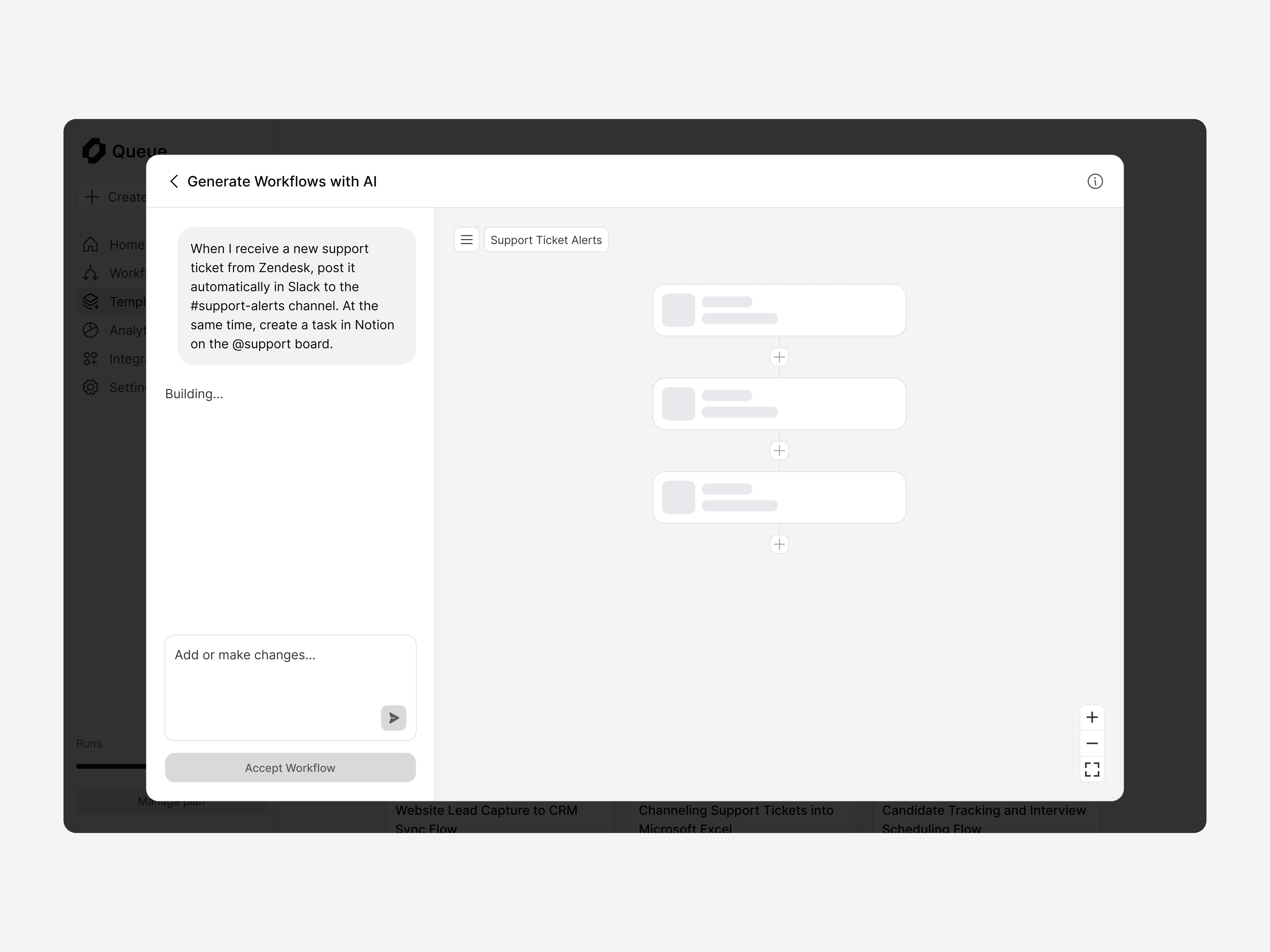 AI Workflow Builder ai ai chat ai workflow app application clean dashboard minimal product design saas saas dashboard ui white workflow workflow automation workflow builder