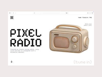 Pixel Radio - A modern echo of the past 3d animation landing prod productdesign ui uiconcept websitedesign