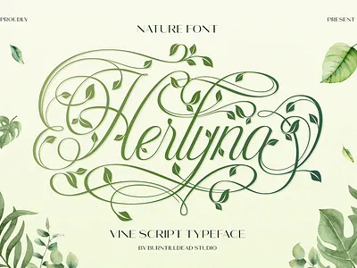 Herlyna botanical font cursive vine font eco brand font elegant font elegant script font font font style graceful font herbal packaging font leaf ornament leafy script logo font natural logo font nature script font vine font vine script vintage script wedding calligraphy wedding font wedding invitation
