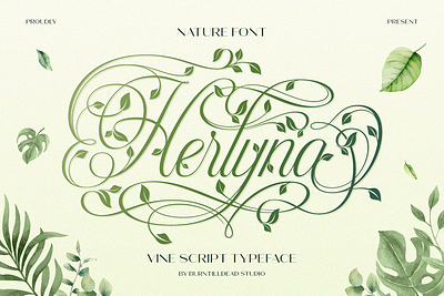 Herlyna botanical font cursive vine font eco brand font elegant font elegant script font font font style graceful font herbal packaging font leaf ornament leafy script logo font natural logo font nature script font vine font vine script vintage script wedding calligraphy wedding font wedding invitation